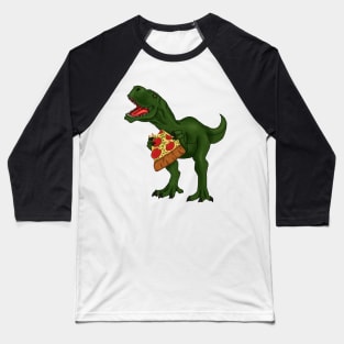 T-rex Dinosaur Eating Pizza Baseball T-Shirt